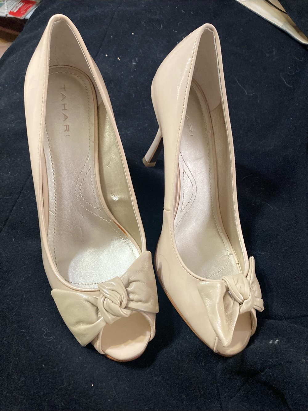 Tahari Blush Peep-Toe Knot Pumps